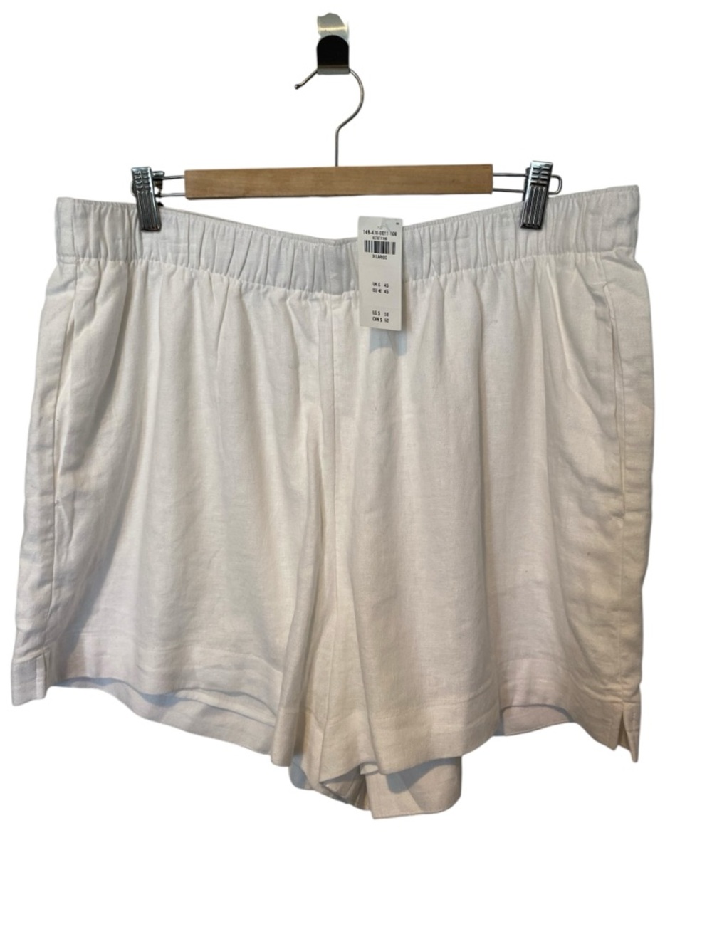 New Abercrombie & Fitch Ultra High Waist White pull on Linen Shorts SZ xl - Picture 2 of 7